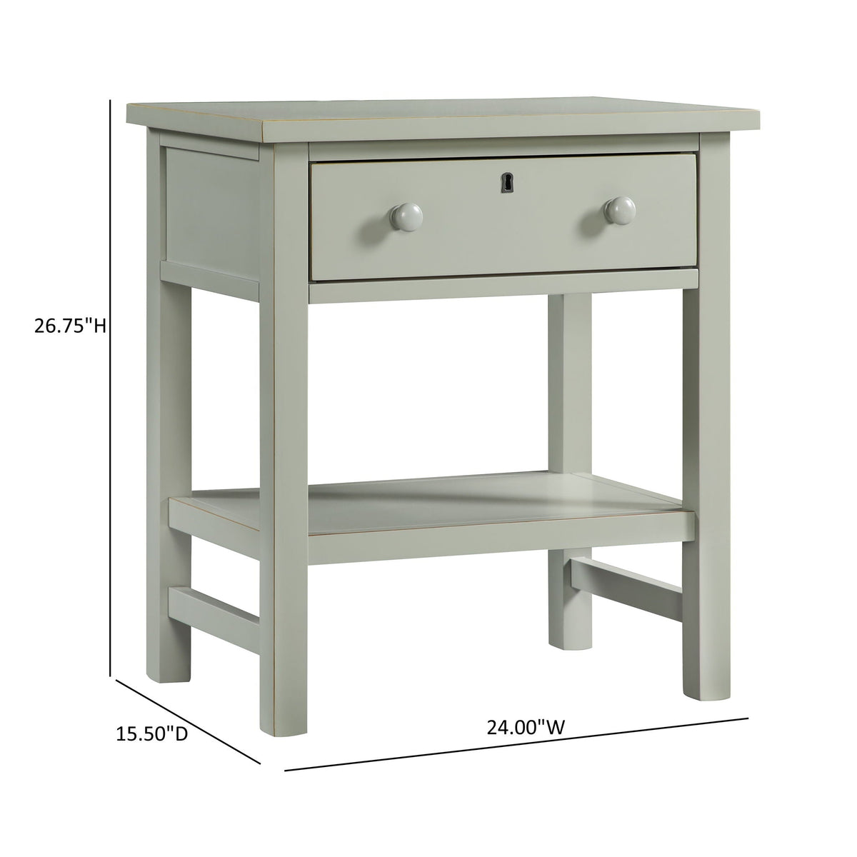 Finley 1-Drawer Storage Nightstand with Open Shelf in sage gray, HouseOfZazla accent nightstand on Tampa Home & Garden Store