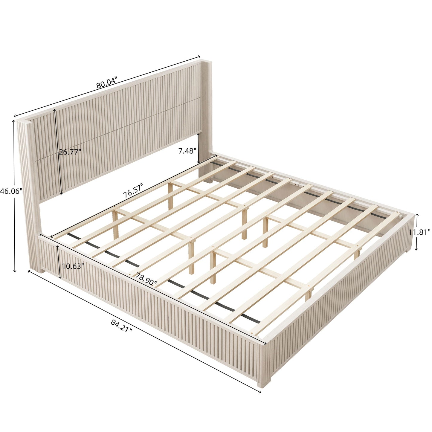 Modern Platform Bed Frame with Tall Headboard