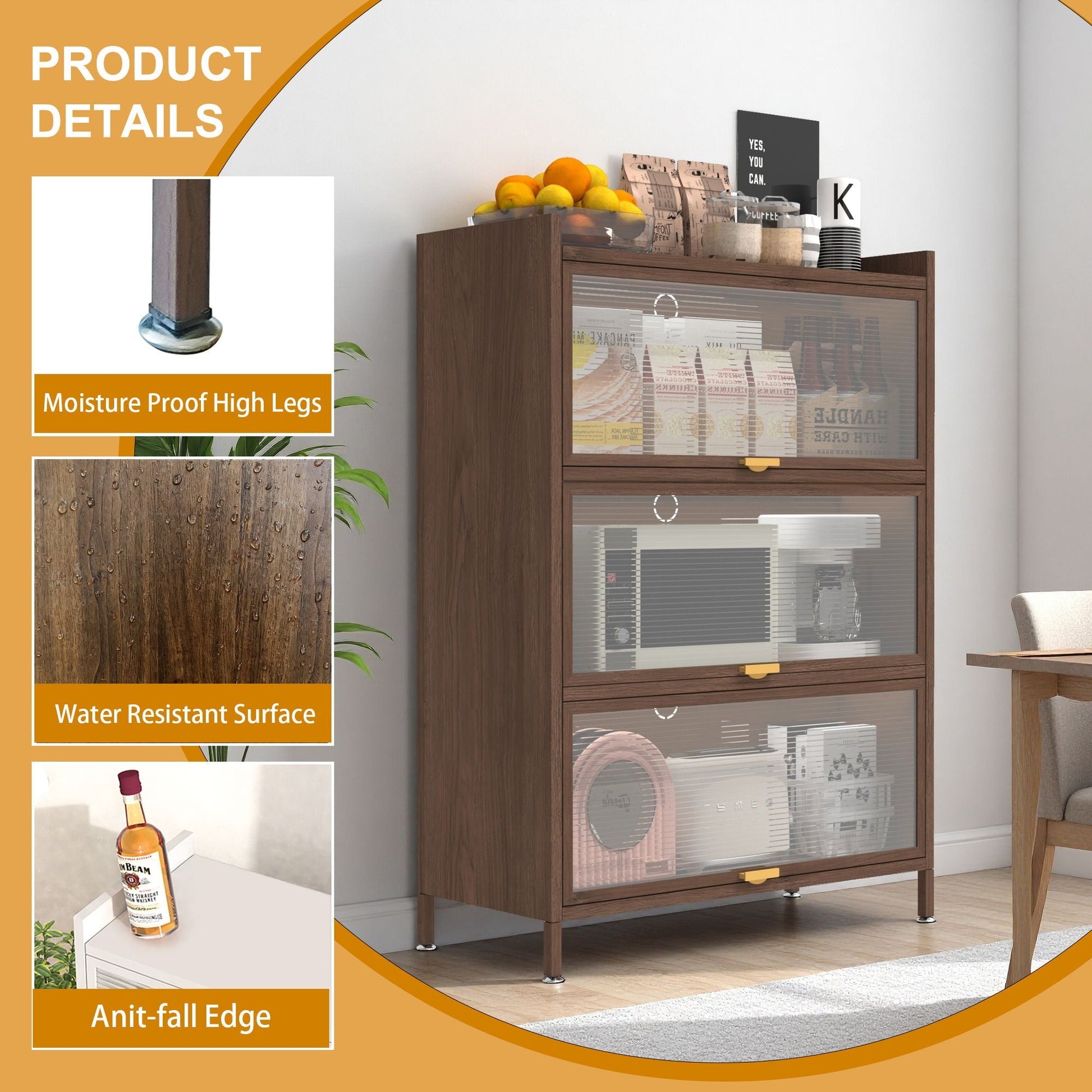 Flip Doors Cabinet by HouseOfZazla, tall display cabinet in dark wood with glass front on Tampa Home & Garden Store