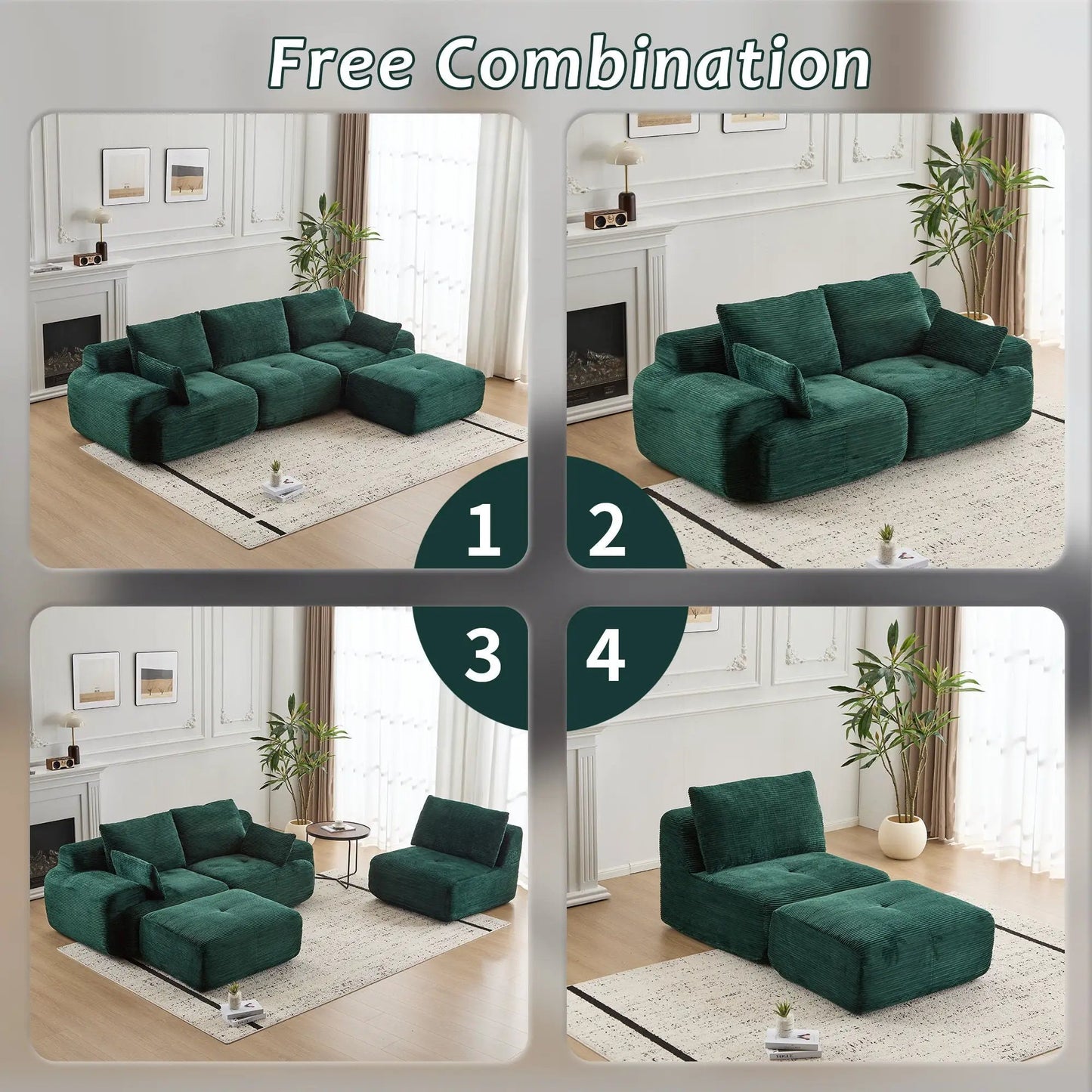 Two-piece living room set emerald green velvet sectional couch by Unique Piece Furniture on Tampa Home & Garden Store