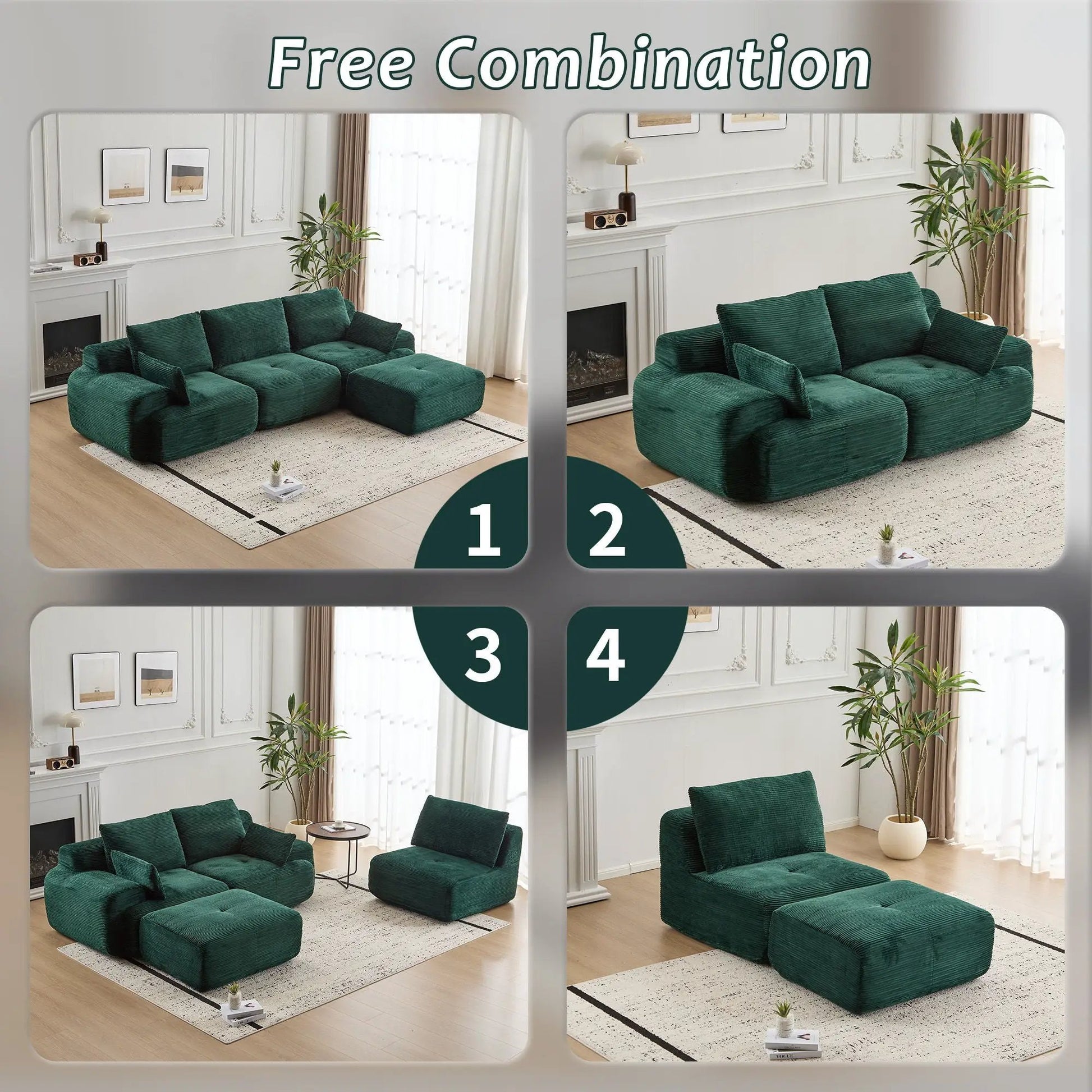 Two-piece living room set emerald green velvet sectional couch by Unique Piece Furniture on Tampa Home & Garden Store