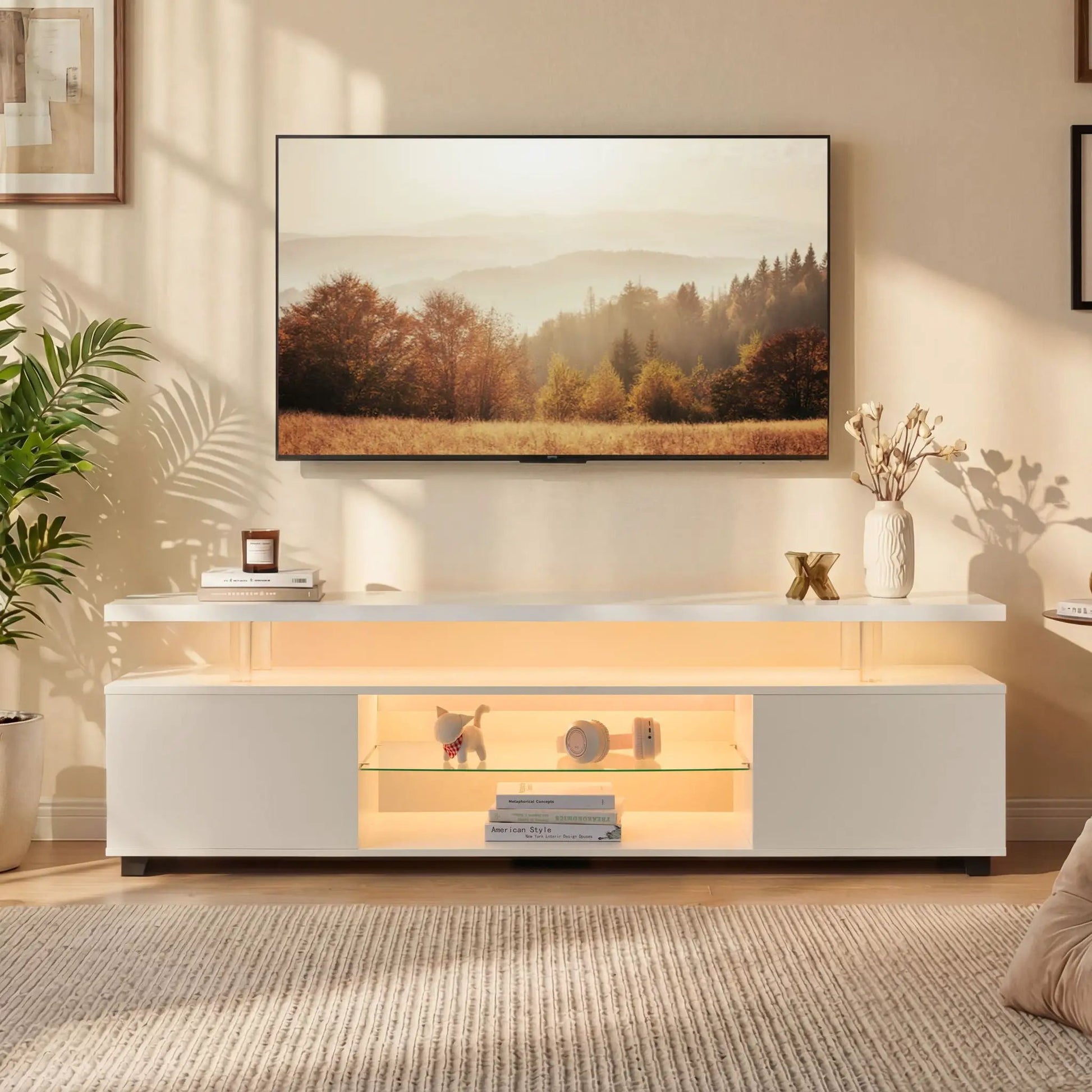 TV stand with LED lighting and large side cabinet by Unique Piece Furniture on Tampa Home & Garden Store