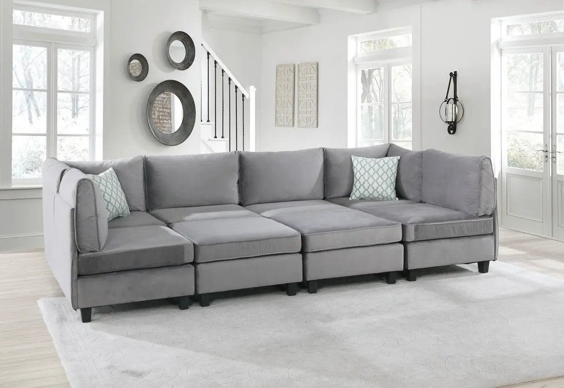 Simona - Modular Sectional Sofa gray fabric by Unique Piece Furniture stationary on Tampa Home & Garden Store