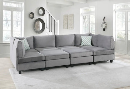 Simona - Modular Sectional Sofa gray fabric by Unique Piece Furniture stationary on Tampa Home & Garden Store