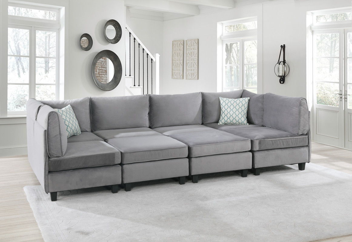 Simona modular sectional sofa gray fabric upholstery stationary sectional on Tampa Home & Garden Store