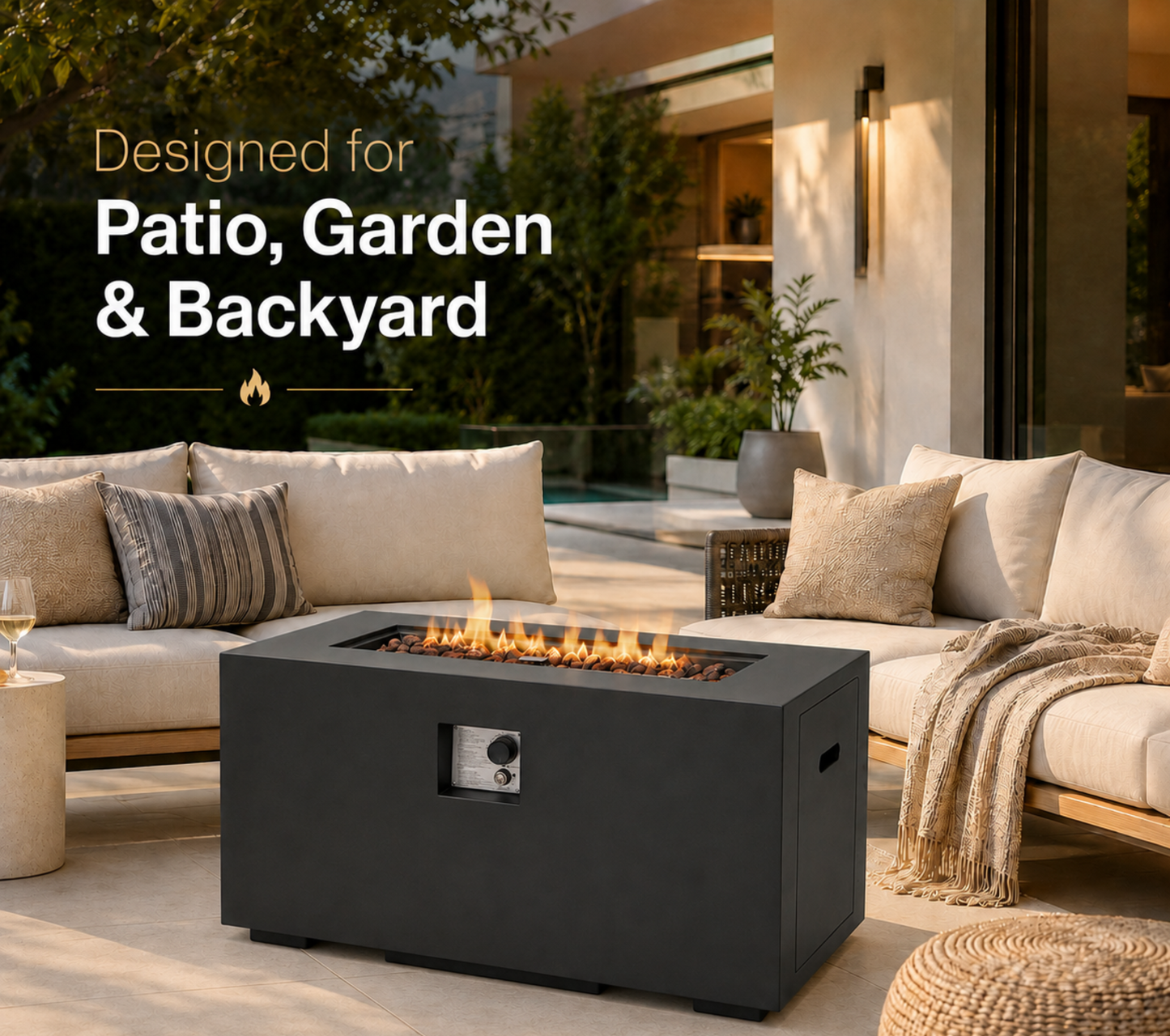 42 Inch Outdoor Fire Pit Table and Concrete Base