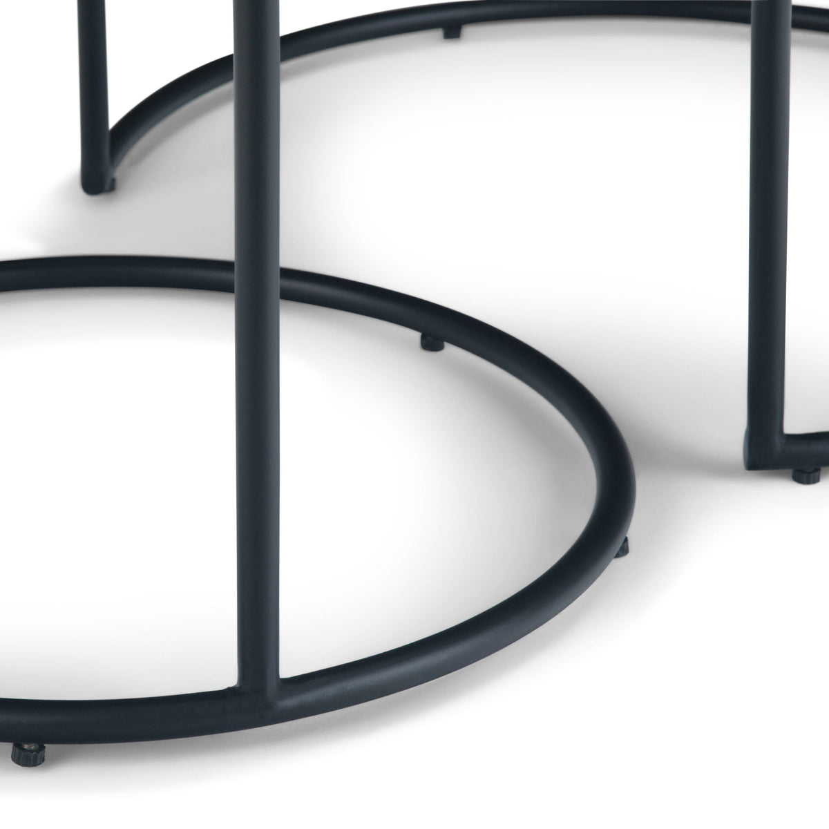 Monet Black Metal Nesting Tables by HouseOfZazla frame close-up with curved circular rings on Tampa Home & Garden Store