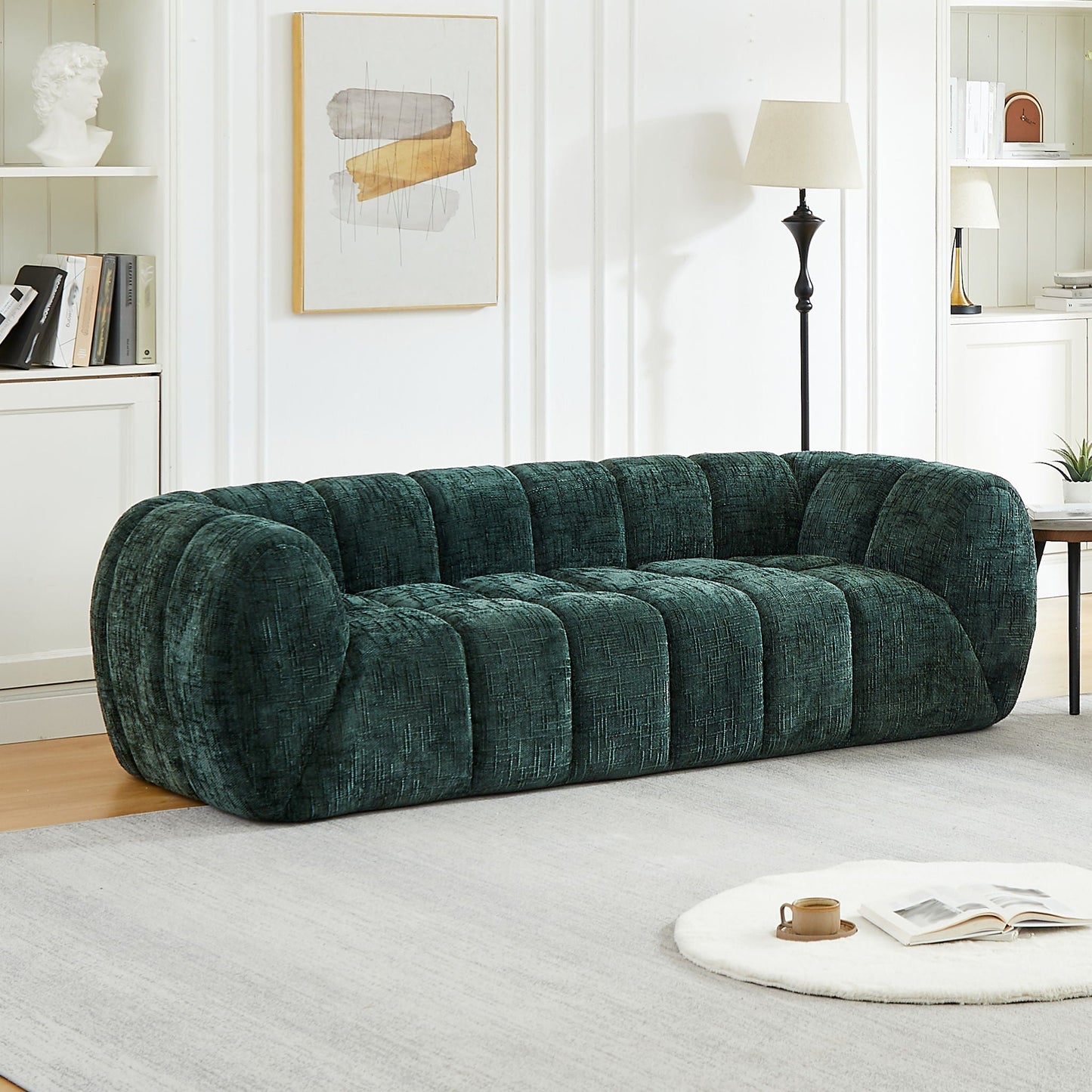 Modern Piano Key Backrest Sofa With Upholstery