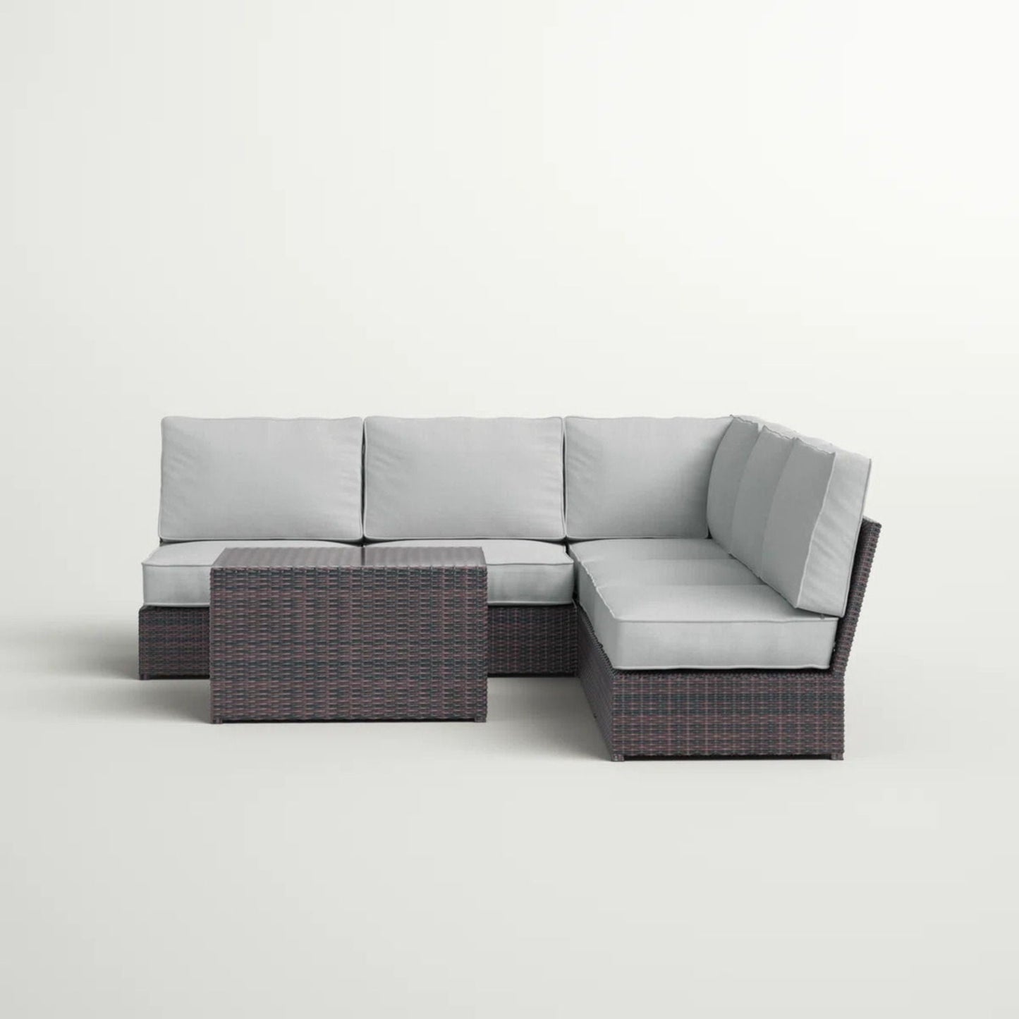 Modular Espresso Outdoor Sofa Set With Cushions