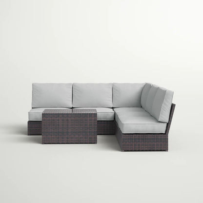 Modular Espresso Outdoor Sofa Set With Cushions