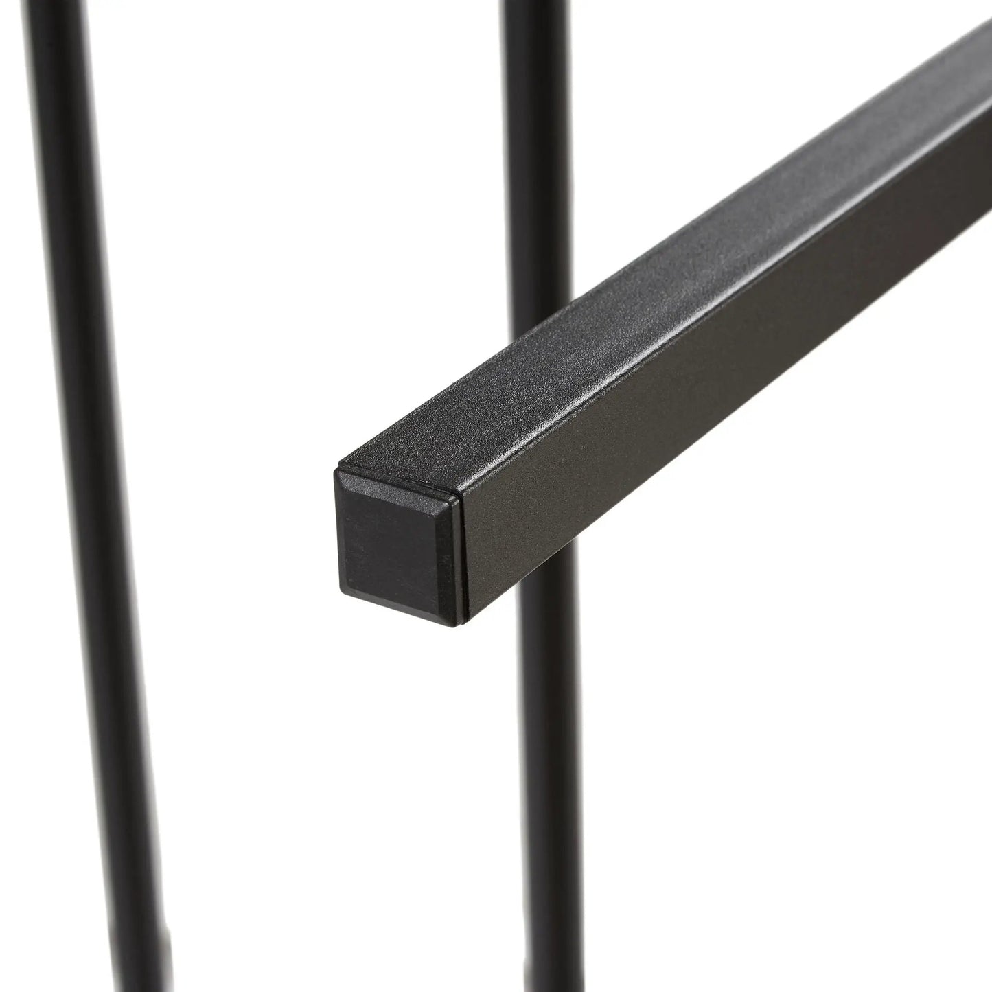 Platform bed frame metal rail in black finish with square posts on Tampa Home & Garden Store