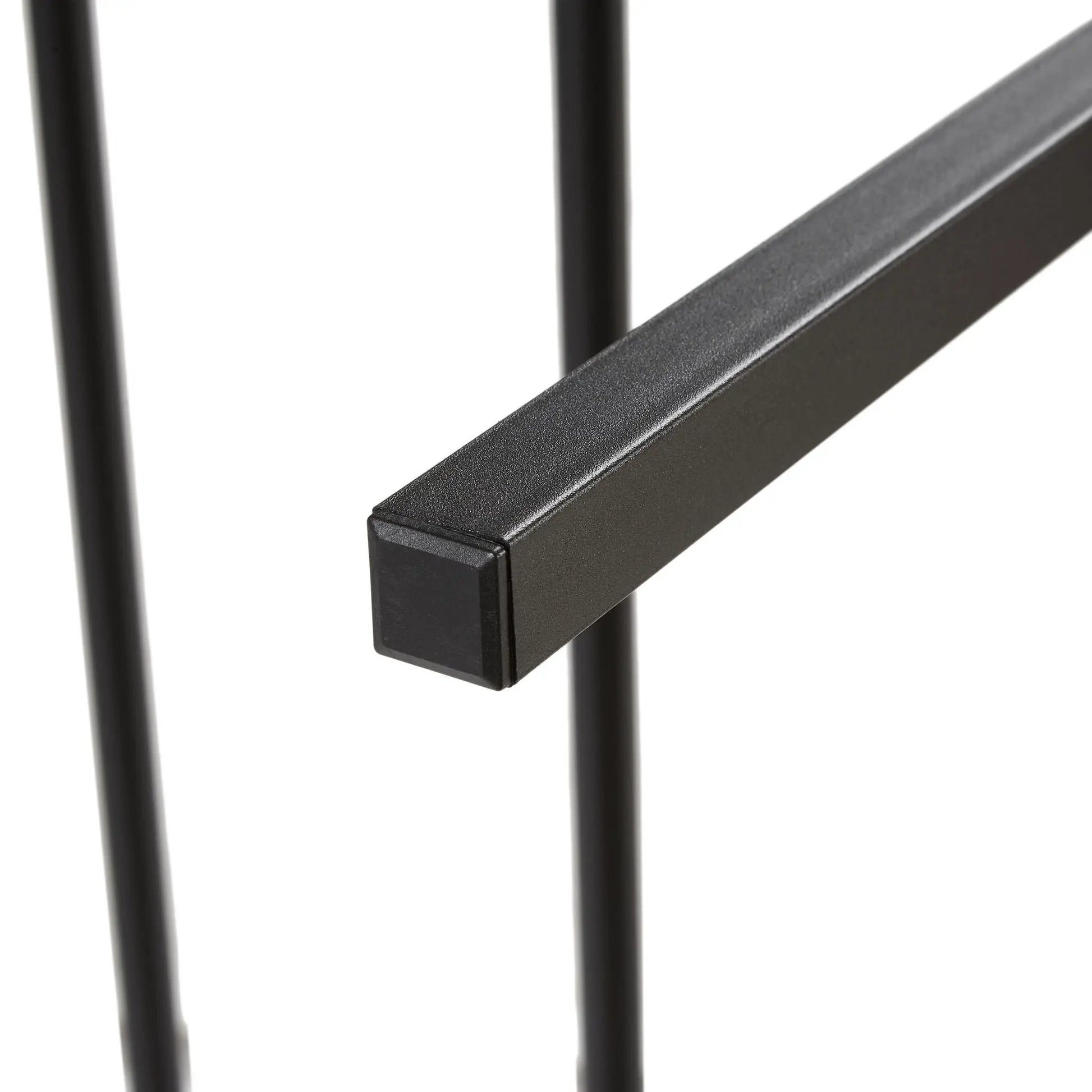 Platform bed frame metal rail in black finish with square posts on Tampa Home & Garden Store