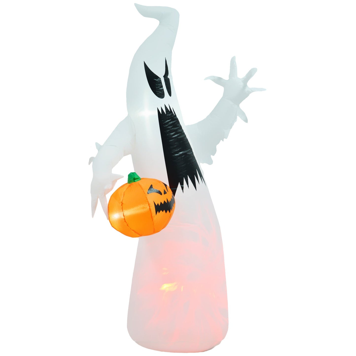 5.9' Towering LED-Lit Inflatable Ghost with black eyes, jagged mouth and pumpkin prop HouseOfZazla on Tampa Home & Garden Store