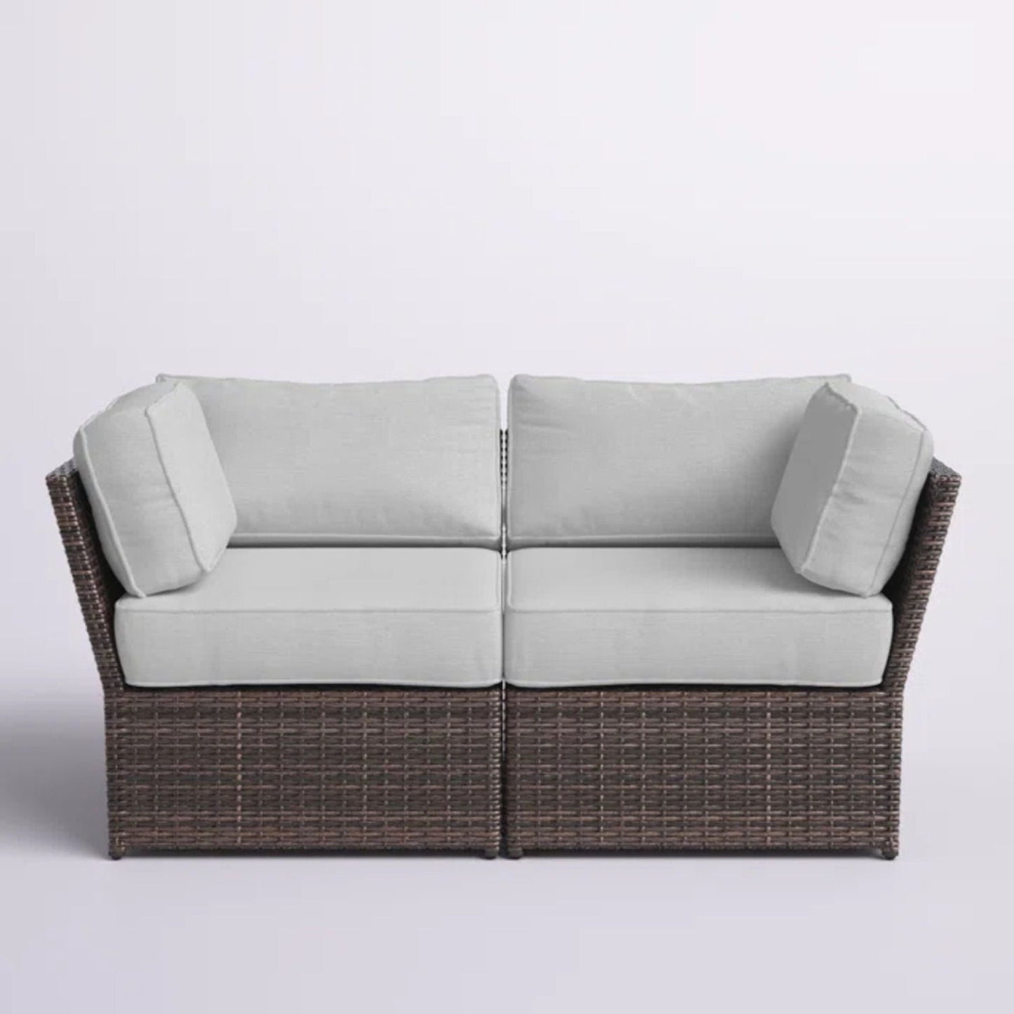 Brown Outdoor Wicker Patio Loveseat With Cushions