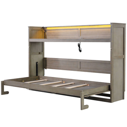 Murphy bed with desk, gray metal frame, LED strip and USB hub by HouseOfZazla on Tampa Home & Garden Store