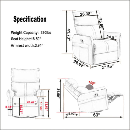 Swivel rocker chair by Unique Piece Furniture, white fabric with side pocket on Tampa Home & Garden Store