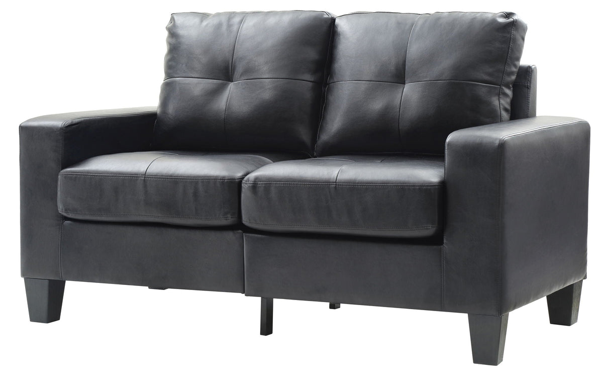 Track Arm Loveseat black leatherette with pocket coil comfort by HouseOfZazla on Tampa Home & Garden Store