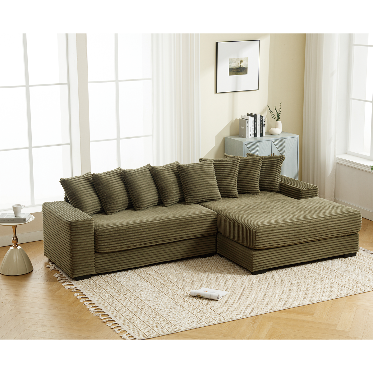 The Oversized Corduroy L Shaped Living Room Sofa