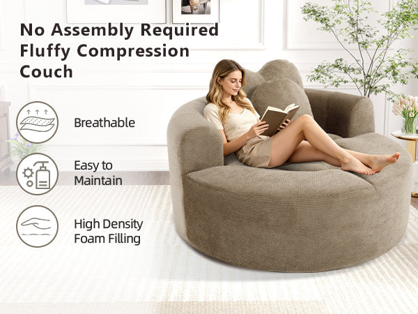 Round memory foam sofa bed by HouseOfZazla in gray upholstery for living room on Tampa Home & Garden Store