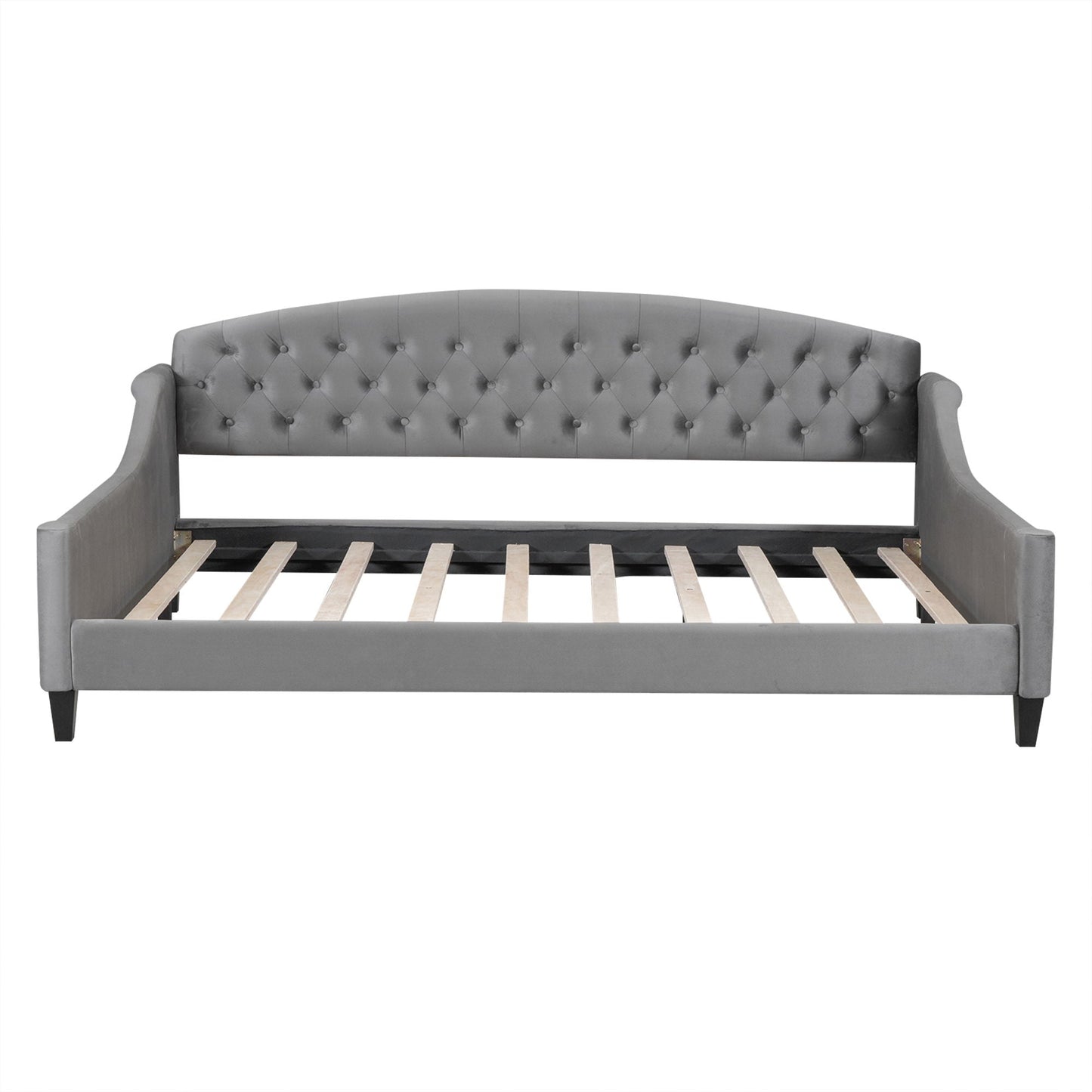 Modern Tufted Button Daybed by HouseOfZazla, gray tufted upholstery on Tampa Home & Garden Store