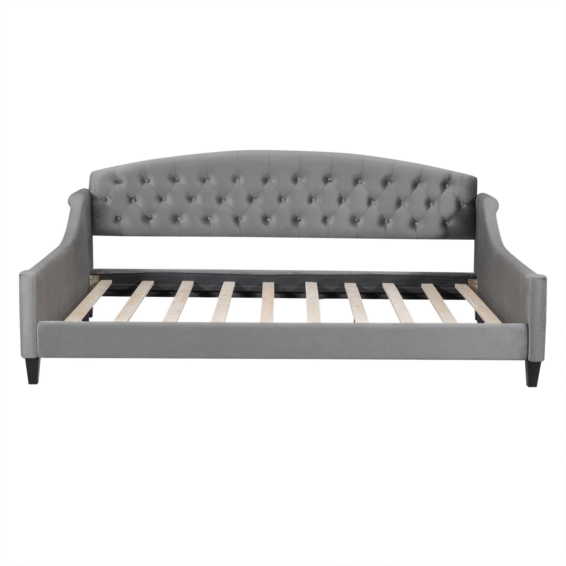 Modern Tufted Button Daybed by HouseOfZazla, gray tufted upholstery on Tampa Home & Garden Store