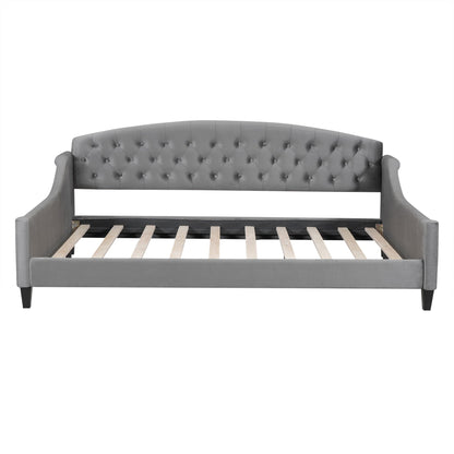 Modern Tufted Button Daybed by HouseOfZazla, gray tufted upholstery on Tampa Home & Garden Store