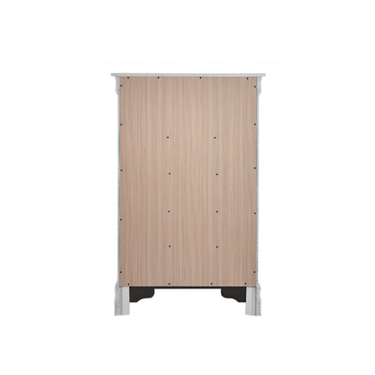 Embossed X Design Accent Chest by HouseOfZazla, wood panels with white trim on metal stand on Tampa Home & Garden Store