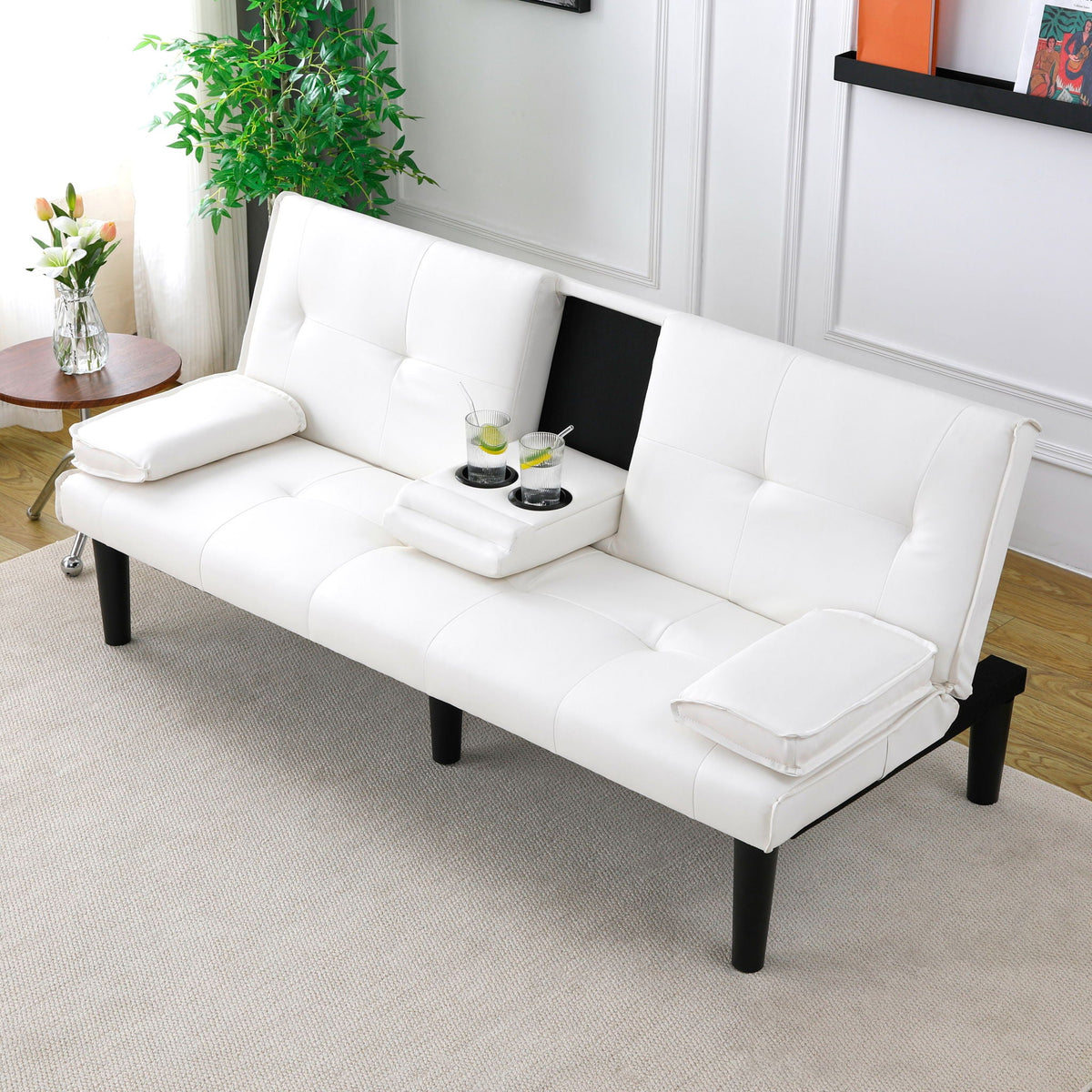 Compact Foldable Sofa Bed and Cup Holder