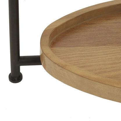 Oval coffee table with natural wood top and black metal legs on Tampa Home & Garden Store