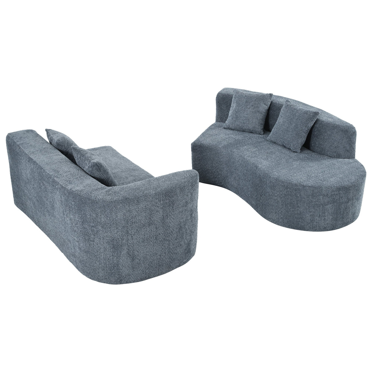 U_Style 132in modern curved sectional sofa in blue-gray fabric, two-piece set on Tampa Home & Garden Store