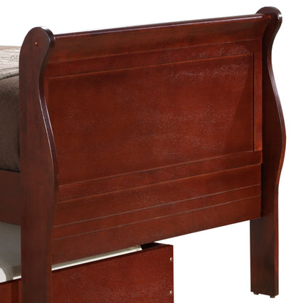 Trundle bed by HouseOfZazla in dark cherry wood with curved rails and visible pull-out trundle drawer on Tampa Home & Garden Store