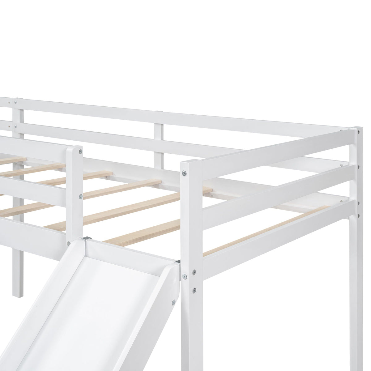 L Shaped Loft Bed With Ladder And Slide, white frame, HouseOfZazla on Tampa Home & Garden Store