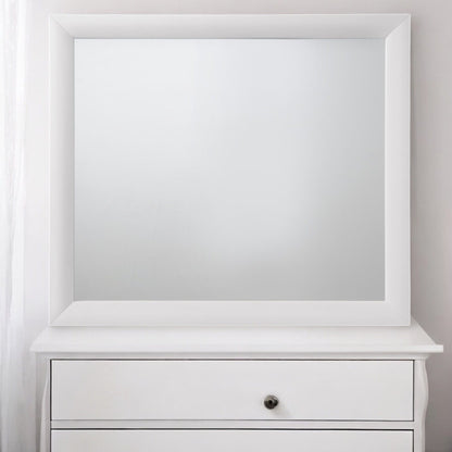 Ireland Contemporary Design Mirror by HouseOfZazla, white framed wall mirror above a dresser on Tampa Home & Garden Store