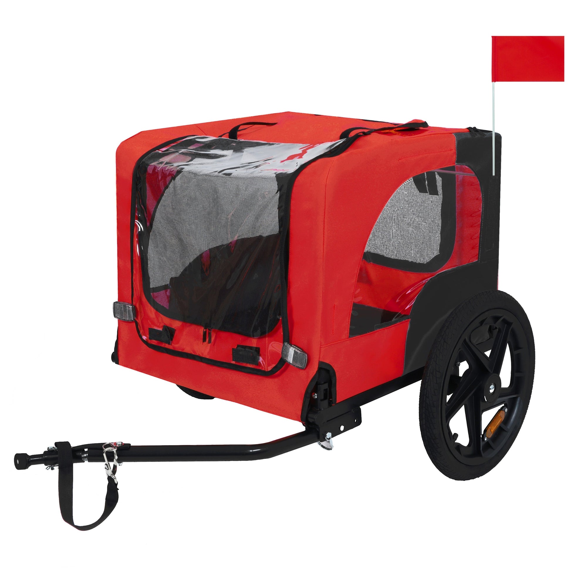 Pet bike trailer red by HouseOfZazla for small to medium pets with mesh windows and wheels on Tampa Home & Garden Store