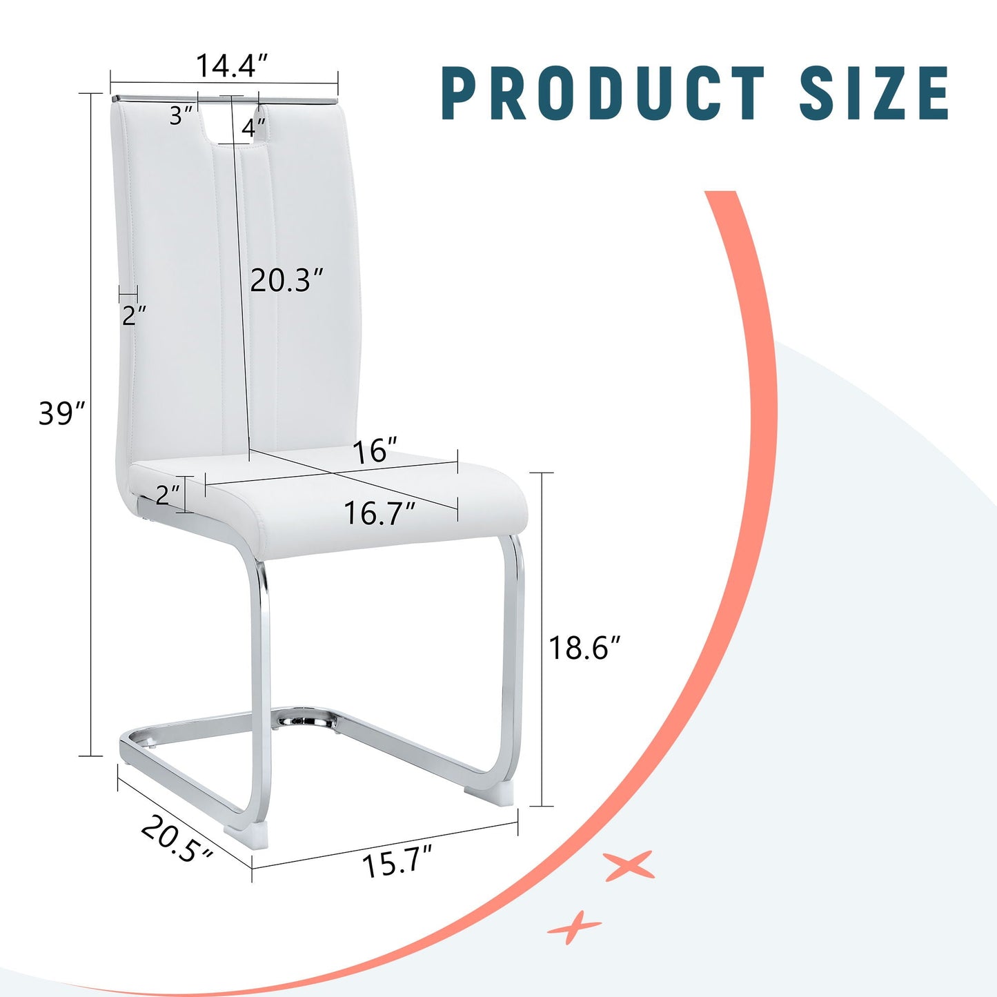 Bow Shaped Chair white ergonomic with chrome base non-slip feet HouseOfZazla Chairs on Tampa Home & Garden Store