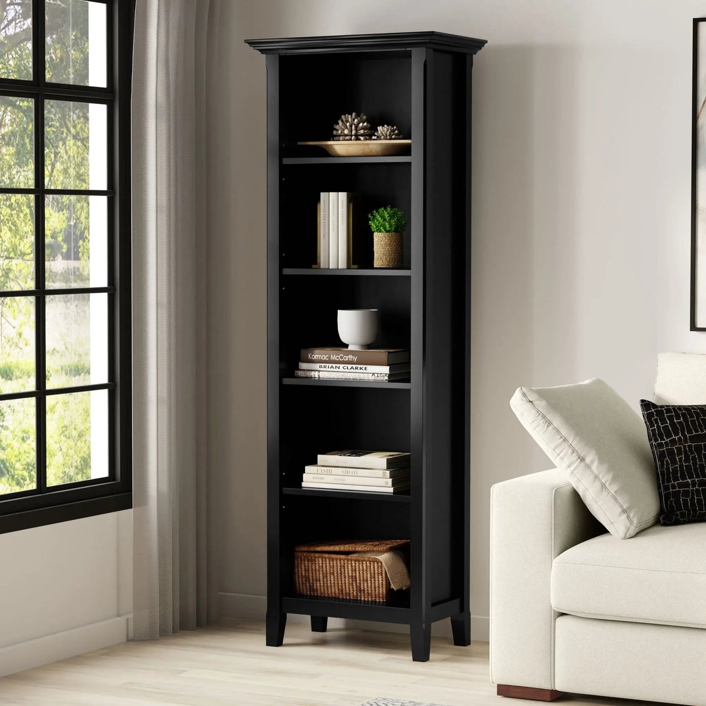 Amherst Five Shelf Bookcase Handcrafted Wood