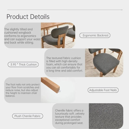 Dining chairs set of 2 by Unique Piece Furniture with gray fabric upholstery, ergonomic backrest on Tampa Home & Garden Store