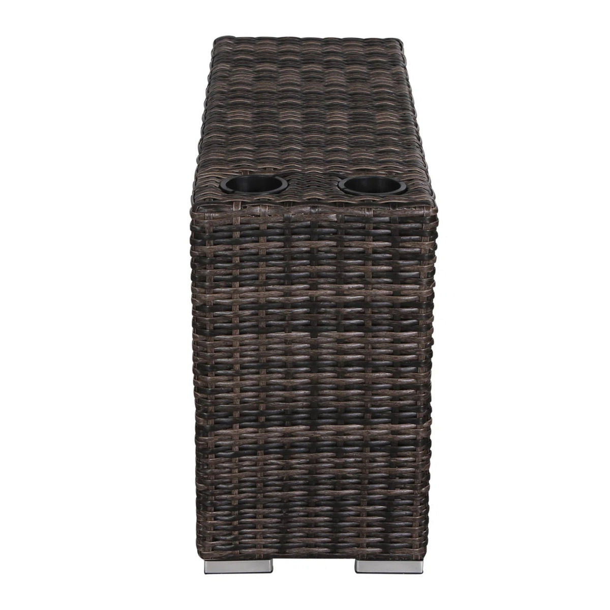 Modern Patio Rattan 2-Piece Outdoor Sectional in dark brown wicker with cup holders on Tampa Home & Garden Store