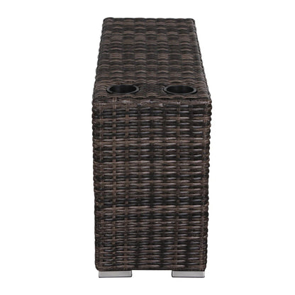 Modern Patio Rattan 2-Piece Outdoor Sectional in dark brown wicker with cup holders on Tampa Home & Garden Store