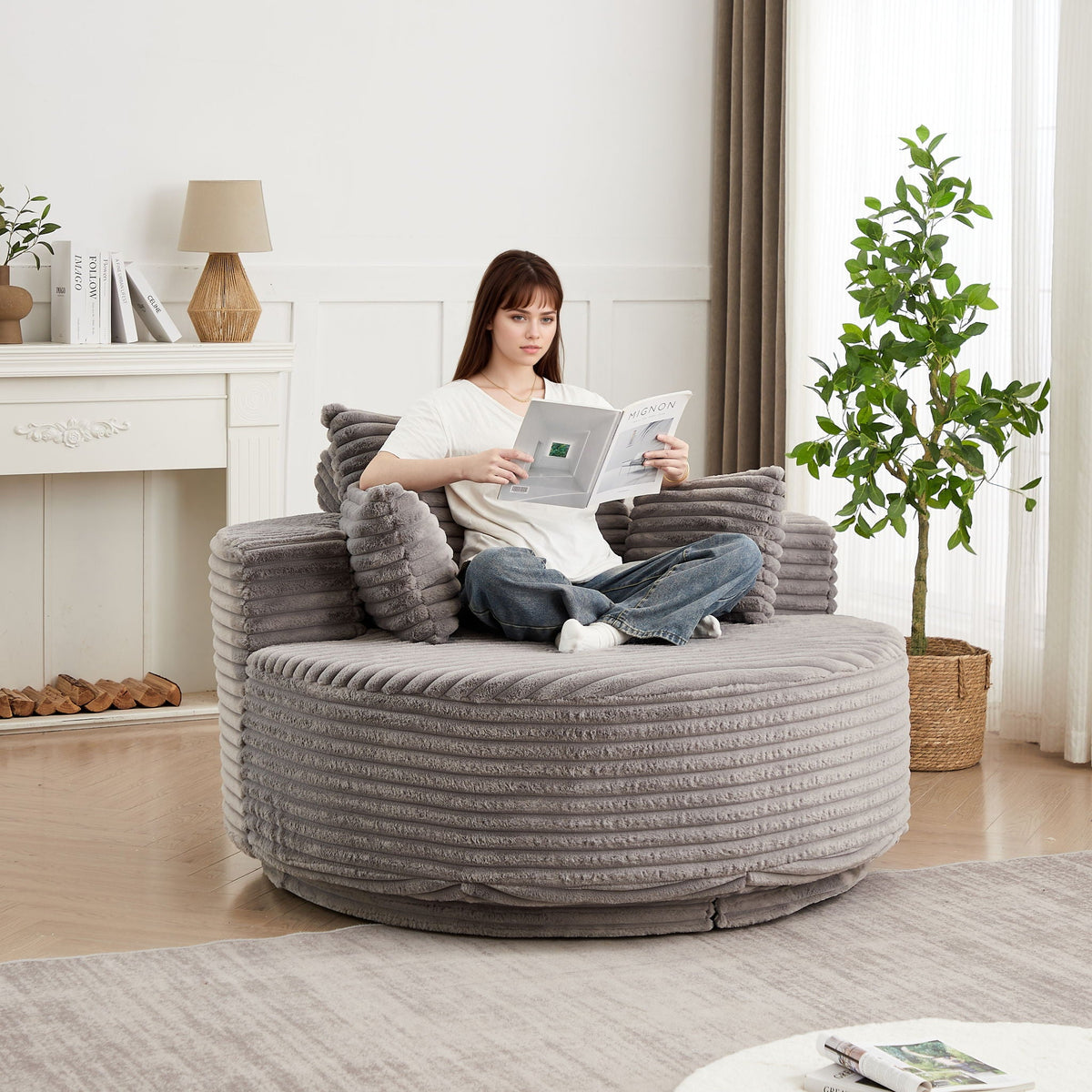 Modern Single Sofa and Swivel Sleeper Chair