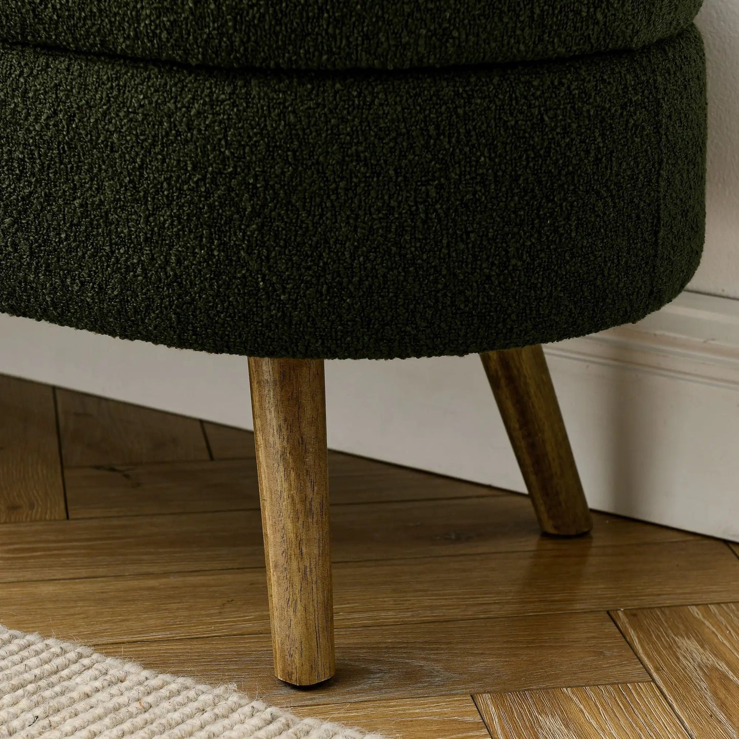 Ottoman Oval Storage Bench charcoal fabric with rubber wood legs Unique Piece Furniture on Tampa Home & Garden Store