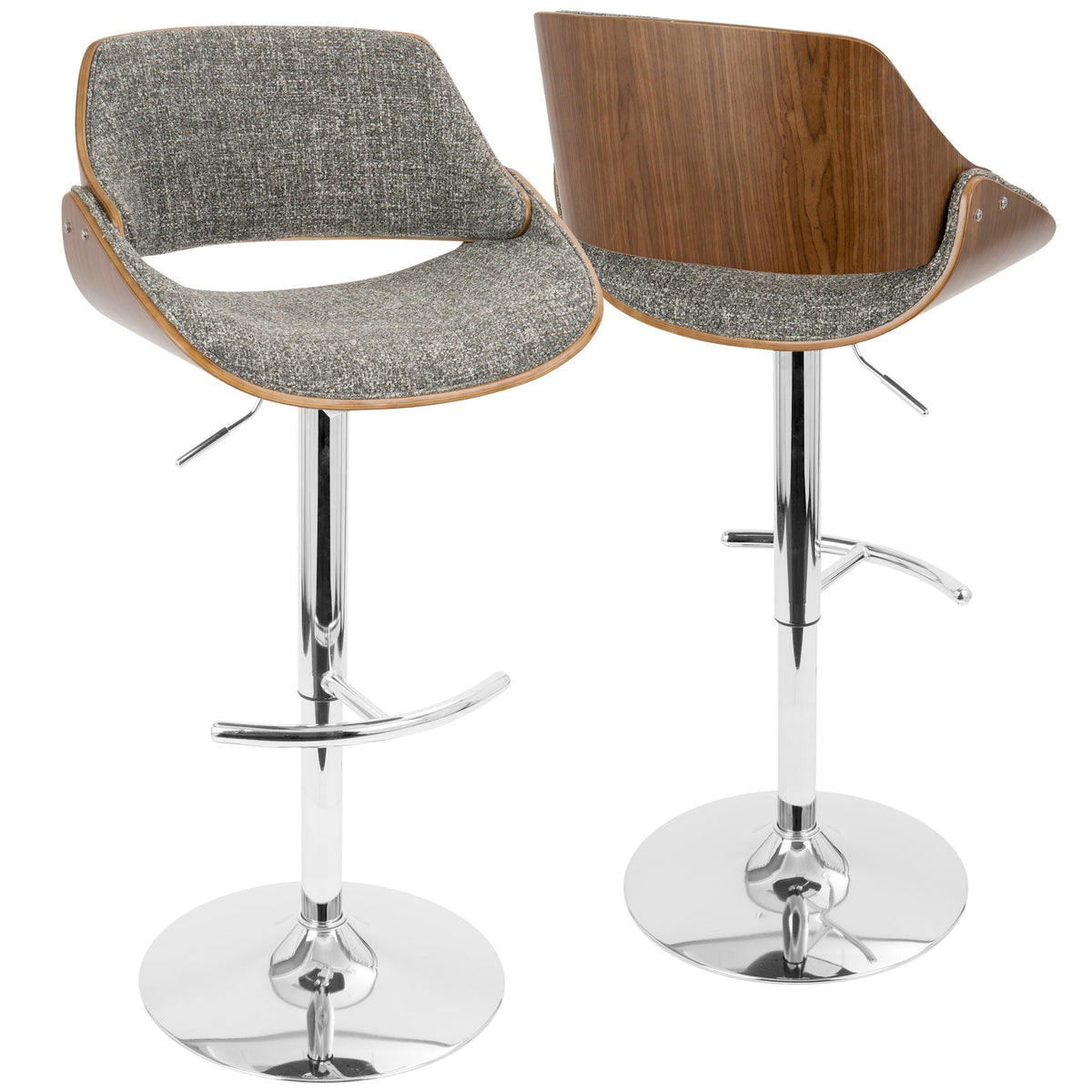HouseOfZazla mid century adjustable barstool set with swivel, dark gray fabric, chrome bases (2) on Tampa Home & Garden Store