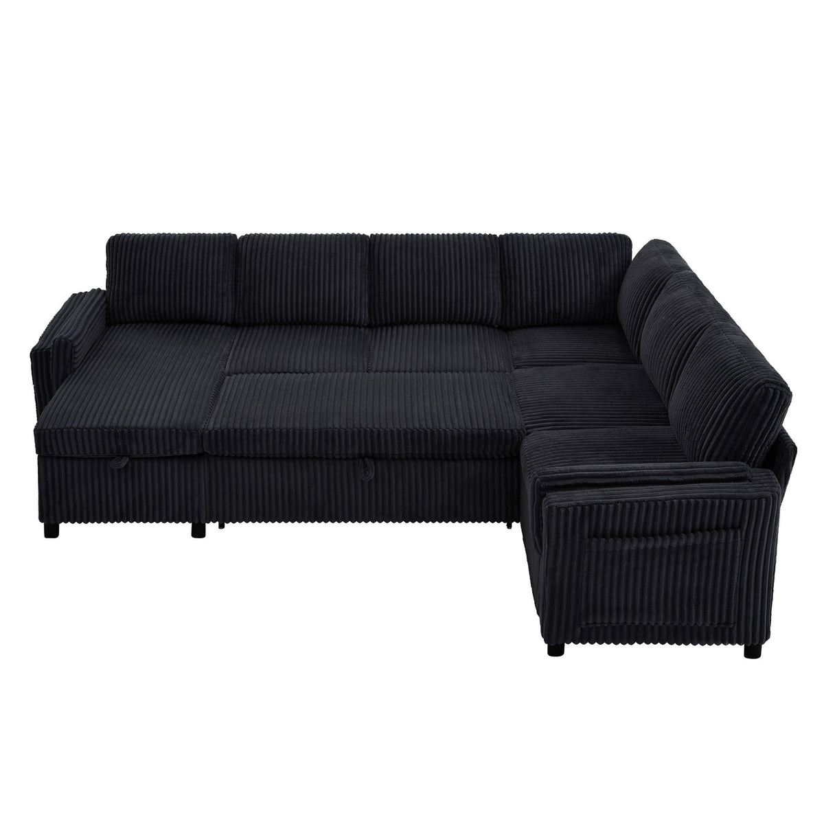 U-shaped sectional sofa by HouseOfZazla in black corduroy fabric on Tampa Home & Garden Store