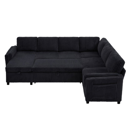 U-shaped sectional sofa by HouseOfZazla in black corduroy fabric on Tampa Home & Garden Store