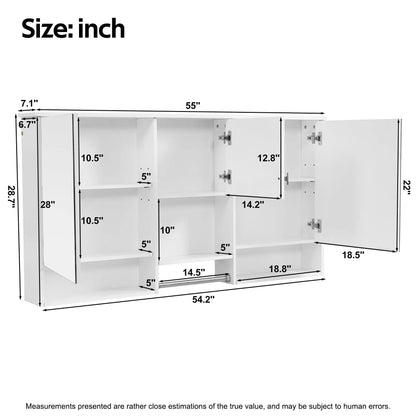 Wall-Mounted 3-in-1 Mirror Cabinet with Shelf