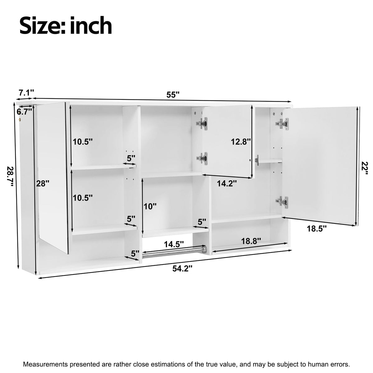 Wall-Mount 3-In-1 Mirror Cabinet White by HouseOfZazla medicine cabinet with adjustable shelves on Tampa Home & Garden Store