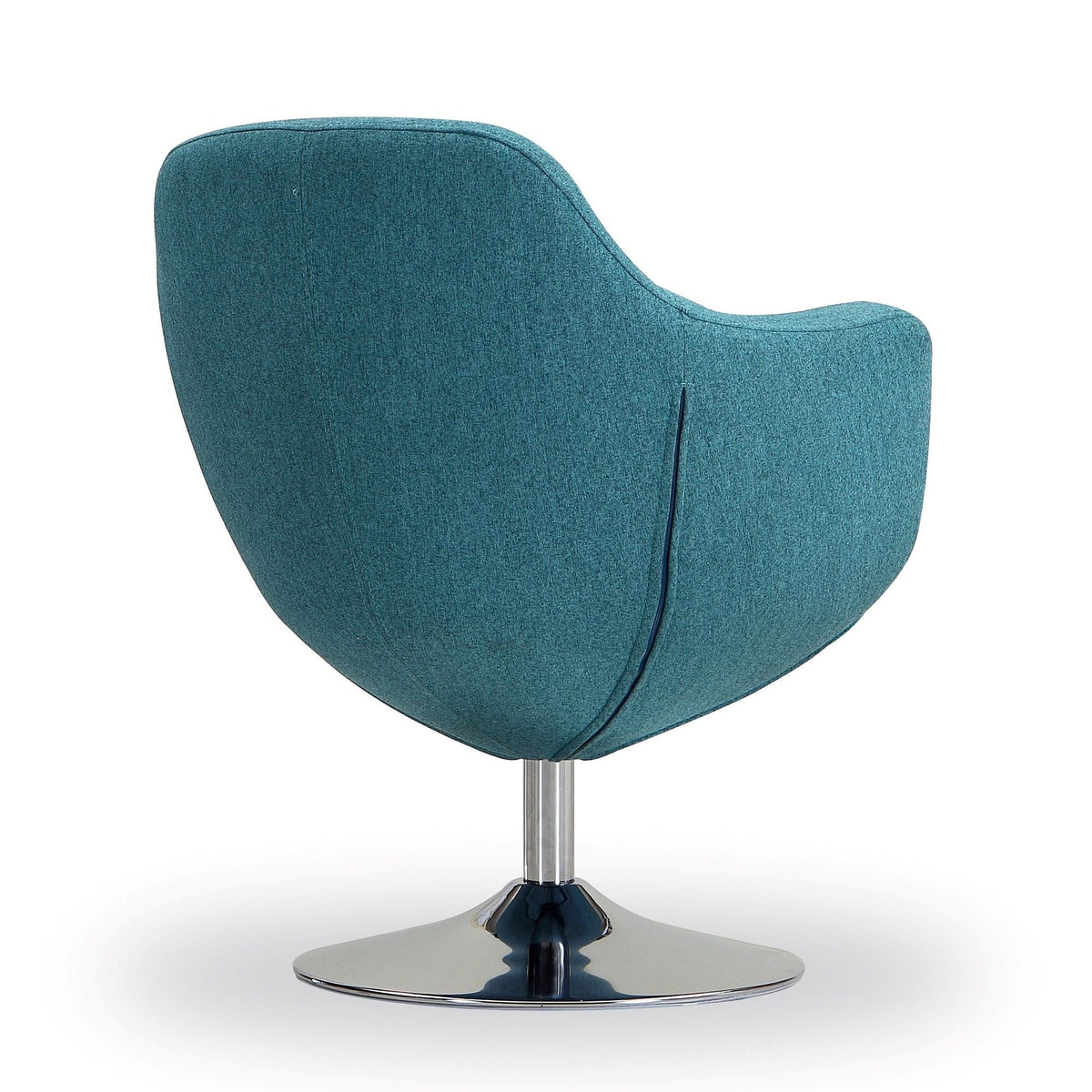 Caisson Swivel Lounge Chair by HouseOfZazla in teal fabric with chrome pedestal base on Tampa Home & Garden Store