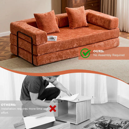 Convertible Floor Sofa Bed with Armrest