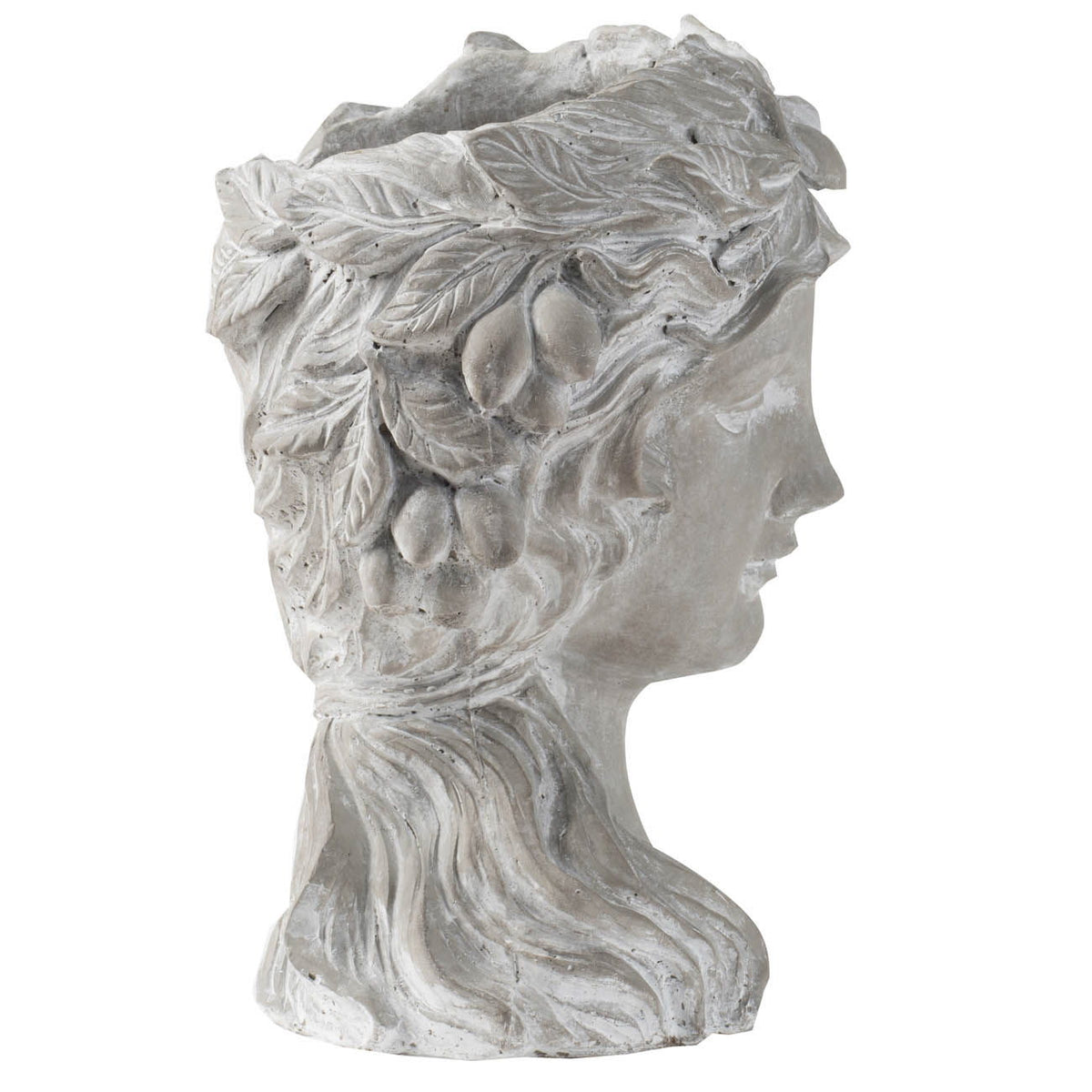 Cement bust wall planter gray with laurel leaf detail, indoor outdoor garden decor HouseOfZazla on Tampa Home & Garden Store