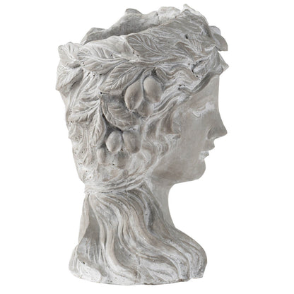 Cement bust wall planter gray with laurel leaf detail, indoor outdoor garden decor HouseOfZazla on Tampa Home & Garden Store
